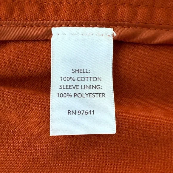 J. JILL Women’s Brushed Cotton Burnt Orange Blazer Jacket Size 4 Earthy Fall - Picture 5 of 11
